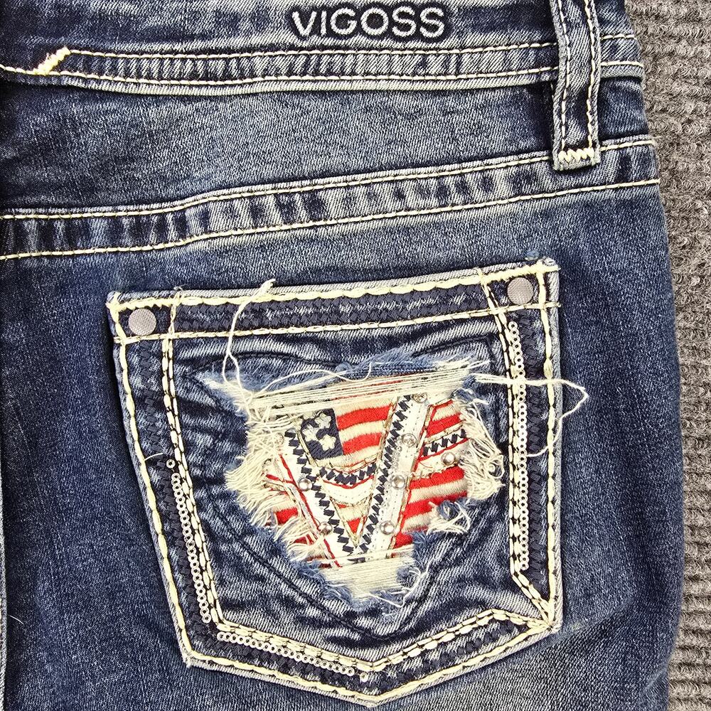 Vigoss Capri Womens 8 Blue Distressed Flap Pocket Stretch - Picture 7 of 9